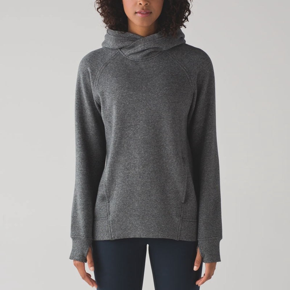 Lululemon Fleece Please Pullover Heathered Speckled Black size 10